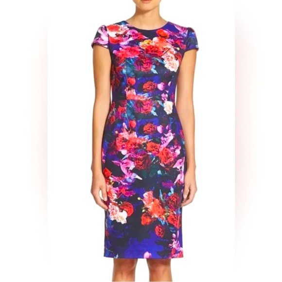 Betsy Johnson•Vibrant Floral•Midi Purple Dress•Size 10 - Picture 6 of 12
